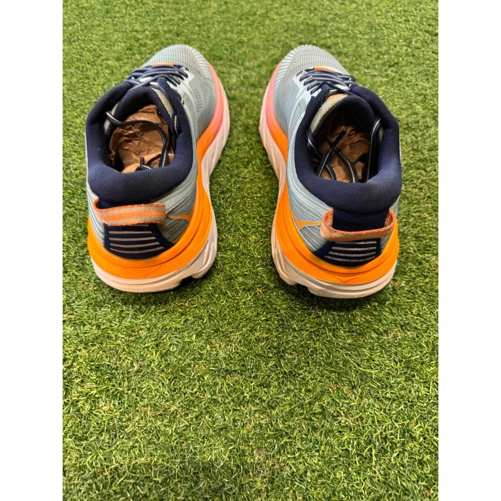 Hoka One One‎ Bondi 7 Women 9.5 Blue Fog Orange Running Shoes 1110519 BMOL